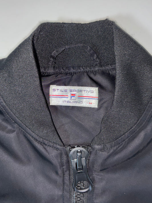 Fila Black Satin Bomber Jacket with Logo Taping Women’s (S)