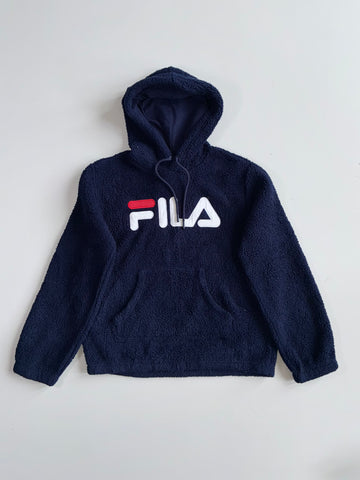 Fila Sherpa Fleece Hoodie Navy Blue  (M)