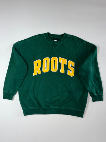 Roots Spellout Embroidered Crewneck Sweatshirt – Forest Green  (L)