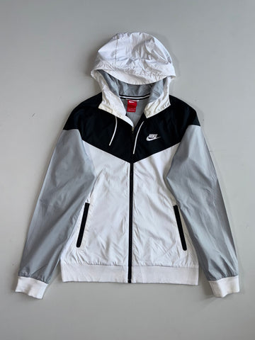 Nike Windrunner White Black Grey Colorblock Hooded Jacket (S/M)
