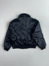 Ga-Z Vintage Black Satin Bomber Jacket with Fur Collar & Naval Patches (M)