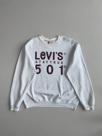 Levi’s “Stay True 501” White Graphic Crewneck Sweatshirt (L)