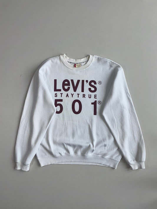 Levi’s “Stay True 501” White Graphic Crewneck Sweatshirt (L)