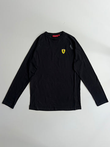 Ferrari Puma Black Embroidered Shield Long Sleeve T-Shirt (M)