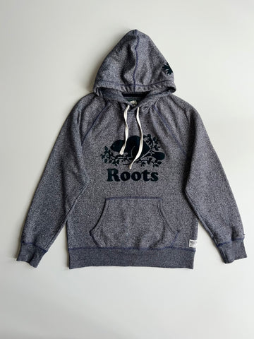 Roots Canada Heather Grey Beaver Logo Pullover Hoodie (M)