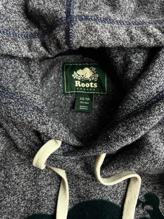 Roots Canada Heather Grey Beaver Logo Pullover Hoodie (M)