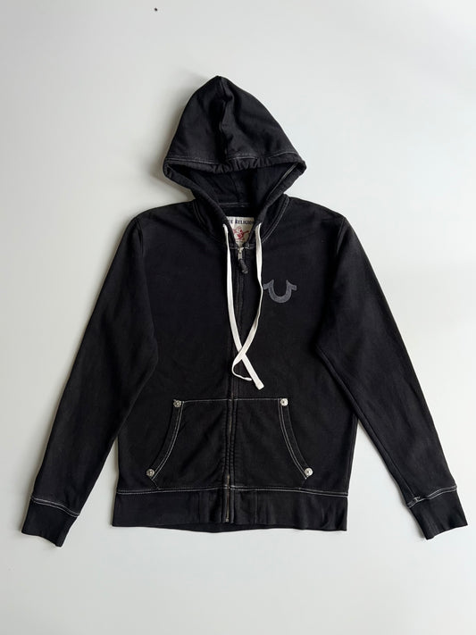 True Religion Black Horseshoe Logo Zip-Up Hoodie (M)