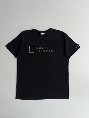 National Geographic Black Embroidered Logo T-Shirt (L)