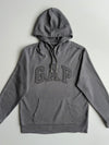 GAP Grey Plaid Arch Logo Pullover Hoodie (L)