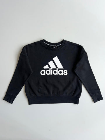 Adidas Black Big Logo Cropped Crewneck Sweatshirt (S)