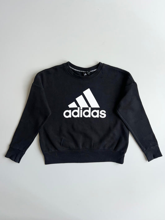 Adidas Black Big Logo Cropped Crewneck Sweatshirt (S)