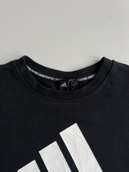 Adidas Black Big Logo Cropped Crewneck Sweatshirt (S)