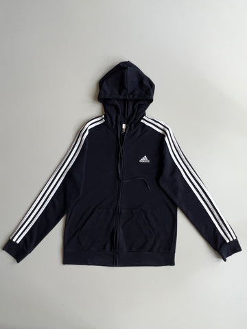 Adidas 3-Stripes Zip-Up Hoodie – Black,  (M)