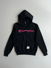 Champion Script Logo Hoodie – Black/Pink (S)