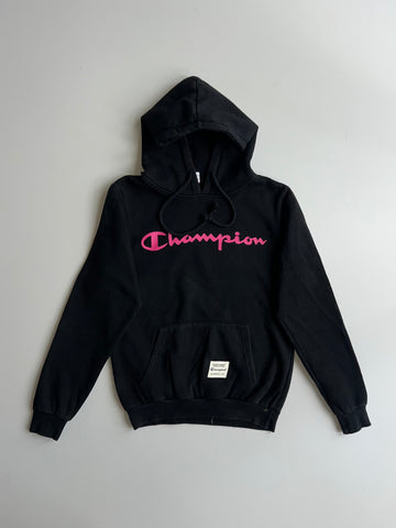 Champion Script Logo Hoodie – Black/Pink (S)