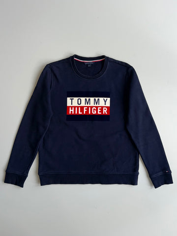 Tommy Hilfiger Flag Logo Crewneck Sweatshirt – Navy (S)