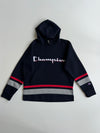 Champion Script Logo Colorblock Hoodie - Navy/Red/Grey (M)