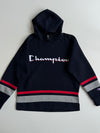 Champion Script Logo Colorblock Hoodie - Navy/Red/Grey (M)