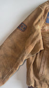 Vintage Americana Multi-Patch Suede Heavy Bomber Jacket (M)