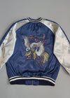 ZVintage Japanese Sukajan Bomber Jacket - Embroidered Cranes & Sakura (L)
