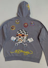 Ed Hardy 'Skull & Pistons' Rhinestone Zip-Up Jacket - Slate Grey (U.RARE) (M/L)
