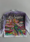 Vintage 1987 Alamo Designs | Rare Hand-Painted Rhinestone Denim Jacket | Las Vegas (XL)