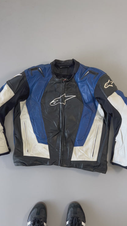 ZSuper RARE Alpinestars Original Heavy Pure Leather Riding Jacket (Extremely Padded) (L/XL)