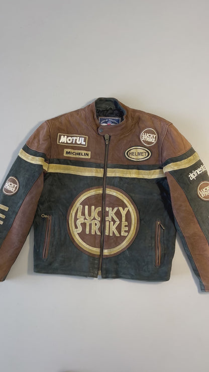 ZVintage Lucky Strike 90s (RARE FIND) Original Leather Jacket (M)