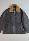 Vintage Yves Saint Laurent Pour Homme Black Leather Shearling Collar Jacket (L/XL)