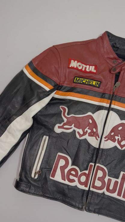 ZVintage Red Bull Genuine Leather Racing Jacket Streetwear (SUPER RARE) (M)
