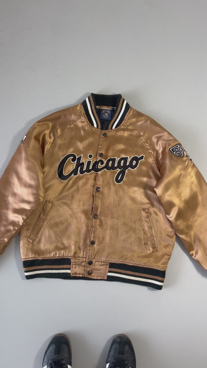 ZAuthentic Majestic 90s Vintage Chicago Embroidered Jacket (SUPER RARE) Brown (L)