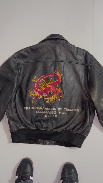 ZSuper Rare 90's Vintage (Rare) Original Leather Jacket, Embroidered (M/L)
