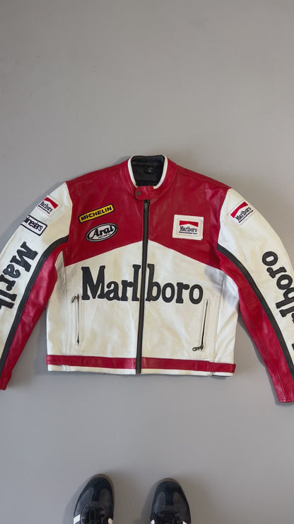 !                                                                                                                                                                                 Marlboro RARE F1 Racing Jacket in Ultra Premium Pure Leather (SUPER RARE) (L)