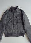 Schott NYC Black Military Flight Bomber Jacket with Tartan Lining & Hood (M/L)