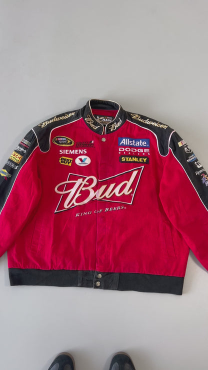 ZVintage Y2K NASCAR Budwiser racing jacket (RARE FIND) (XL/2XL)