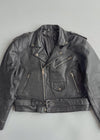 Vintage Black Pure Leather Biker Jacket Belted Moto Style (L/XL)